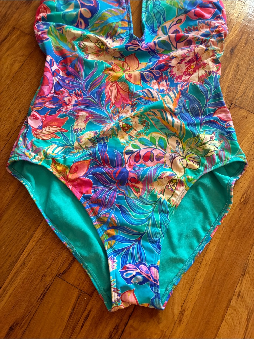 JOHNNY WAS Multi Floral Halter One-Piece Swimsuit - Picture 3 of 9